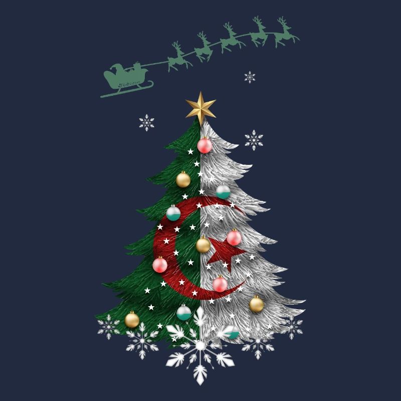 Weihnachtsbaum mit algerischer Flagge