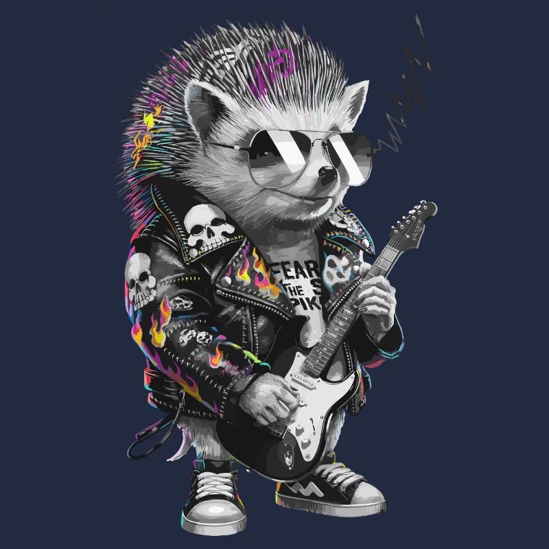 Punkig Igel mit E-Gitarre