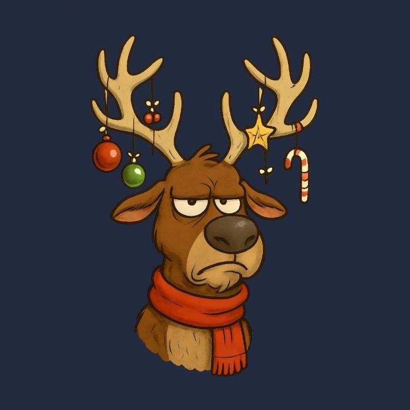 Genervtes Rentier zu Weihnachten