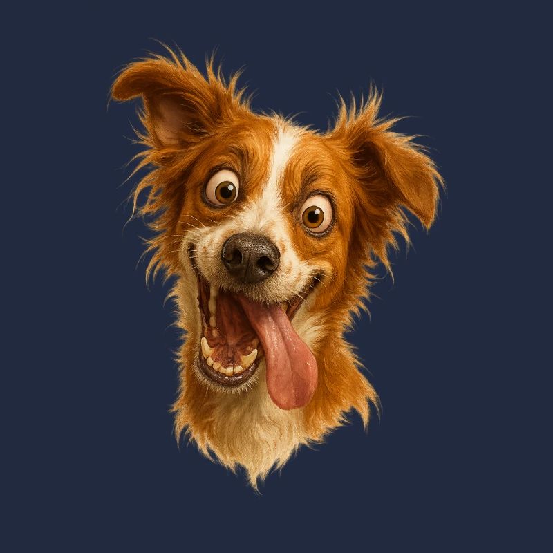 Lachender Hund mit Zunge