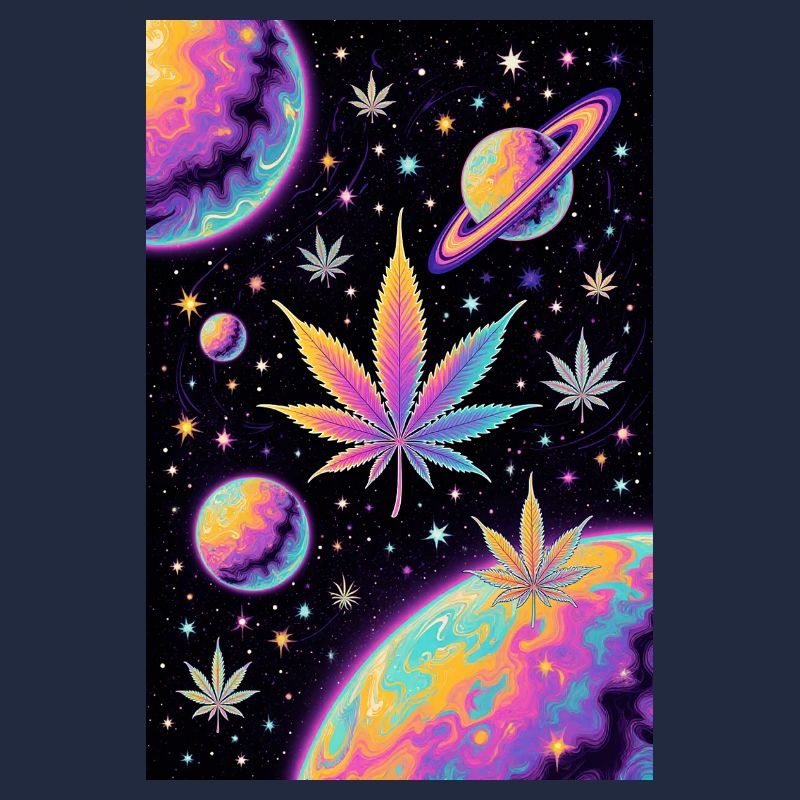 Psychedelic Space Cannabis Pattern