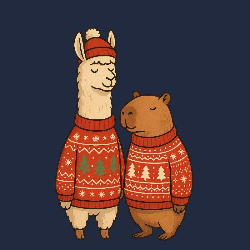 Duo de pulls de Noël Lama et Cabibara