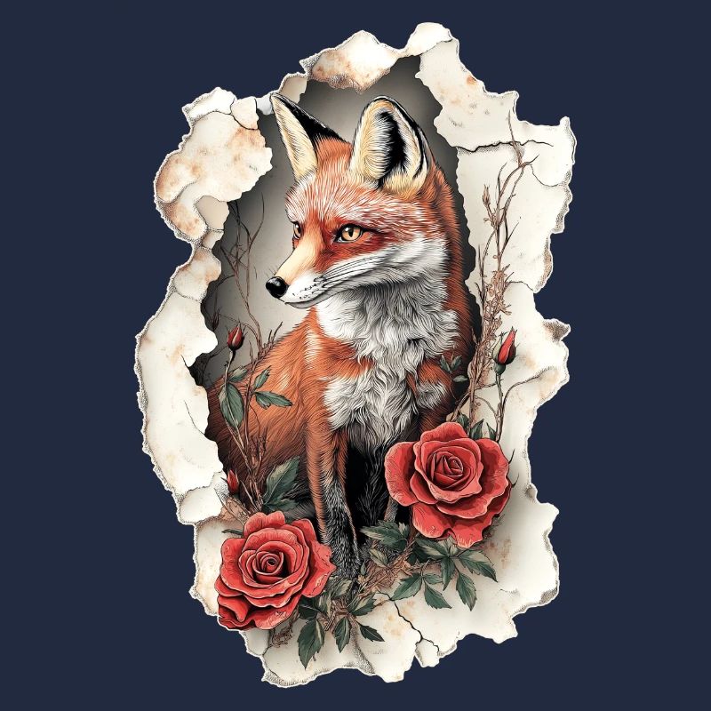 Fox with flowers