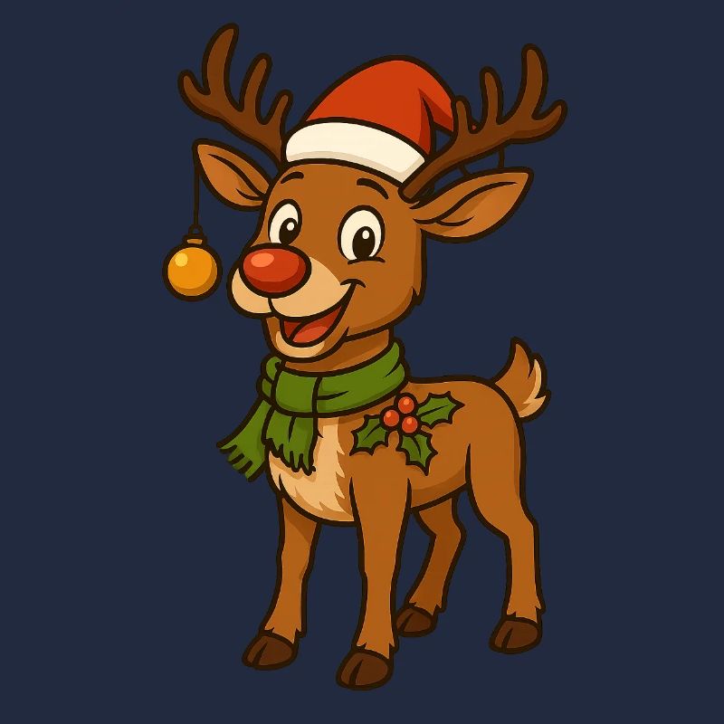 Comic-Weihnachtshirsch mit Deko