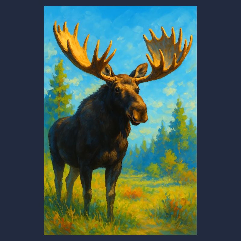 Explosion colorée de l’orignal dans le paysage de l’aube