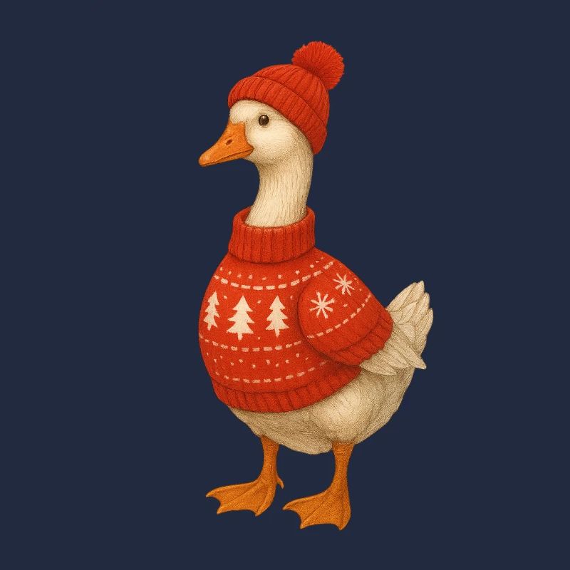 Gans im Strickpullover