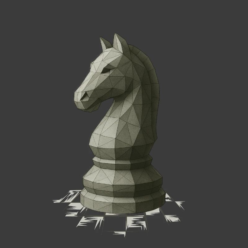 Low Poly Schach Springer Design