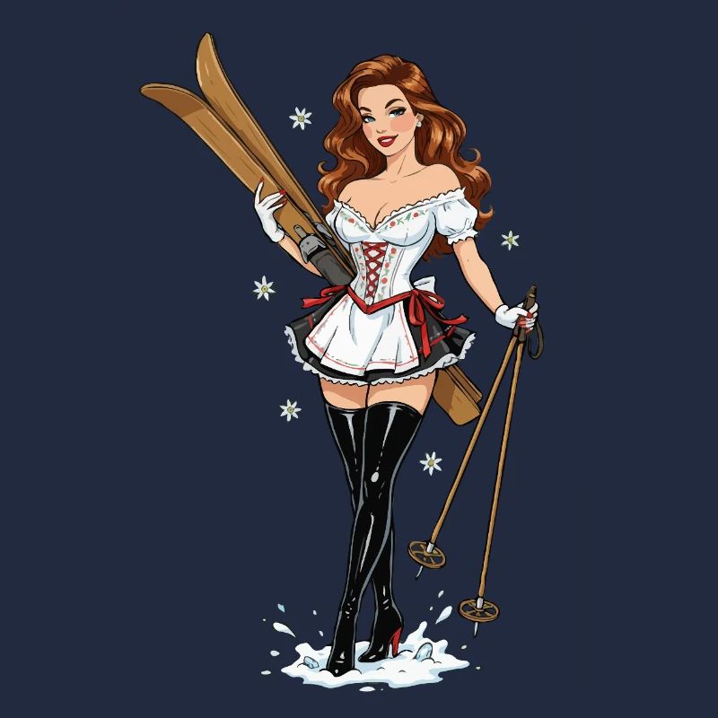 Dirndl-Ski-Pinup