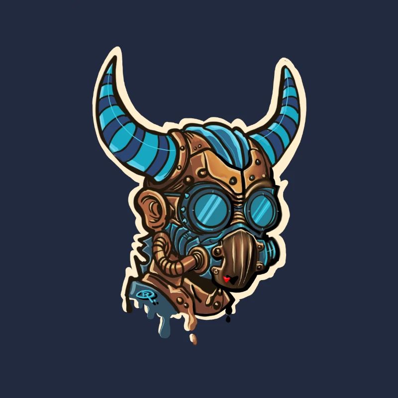 Bluish Horned Steampunk Mask