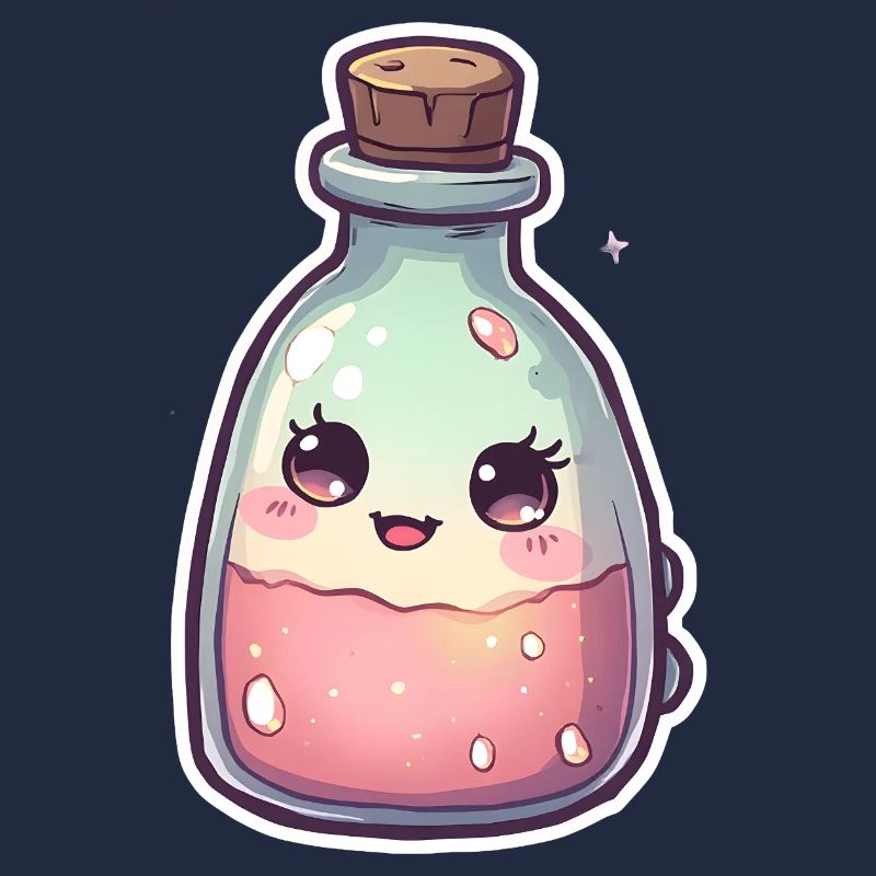 Petite bouteille de potion pour gâteau kawaii