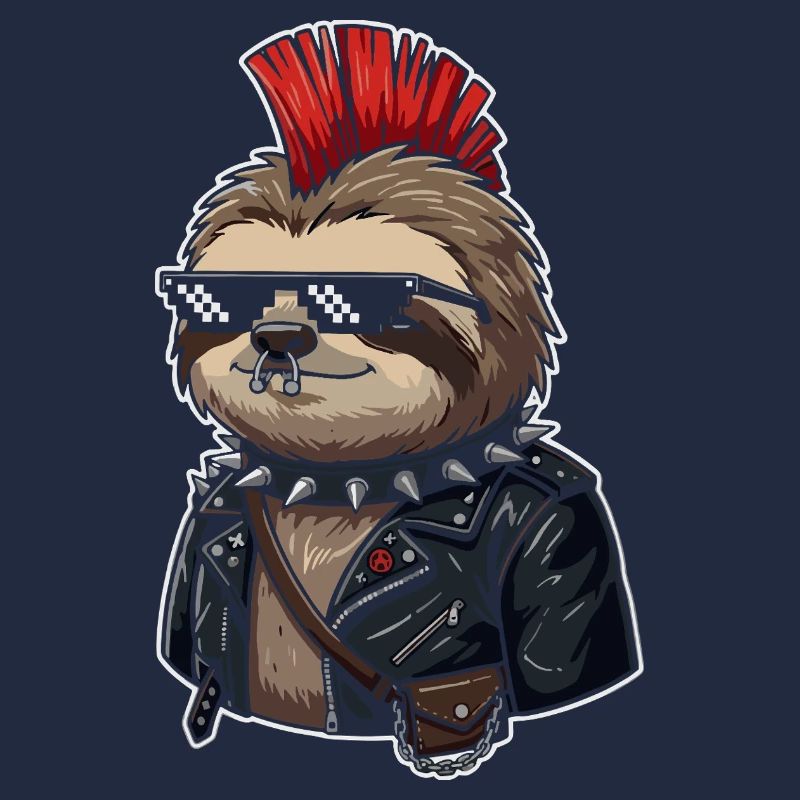 Punk-Sloth im Lederlook