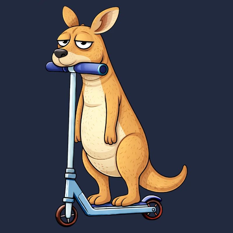 Cute kangaroo on scooter lonely in Australia