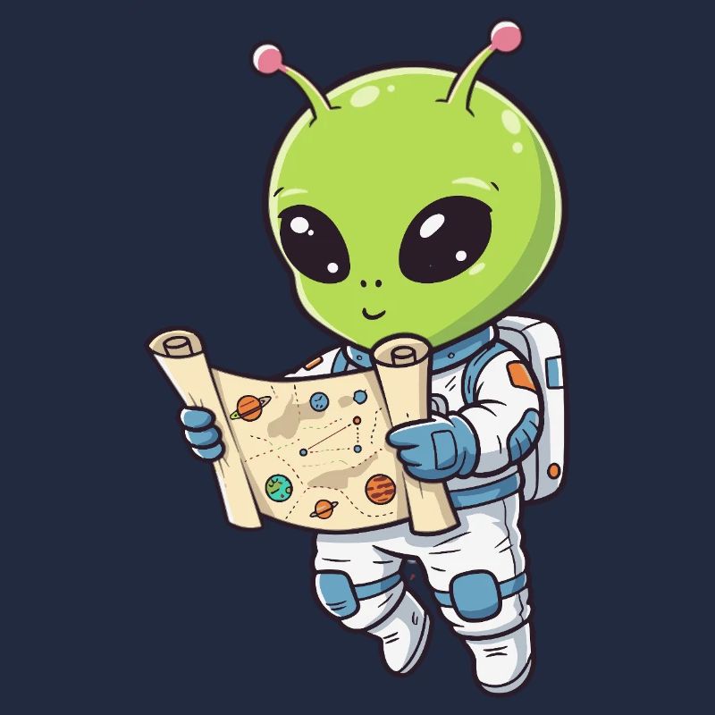 Alien Astronaut with Map