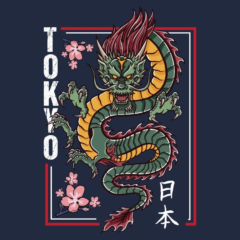 Japanischer Drache mit Kirschblüten