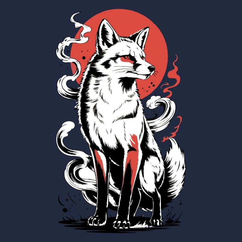 Powerful fox with sun