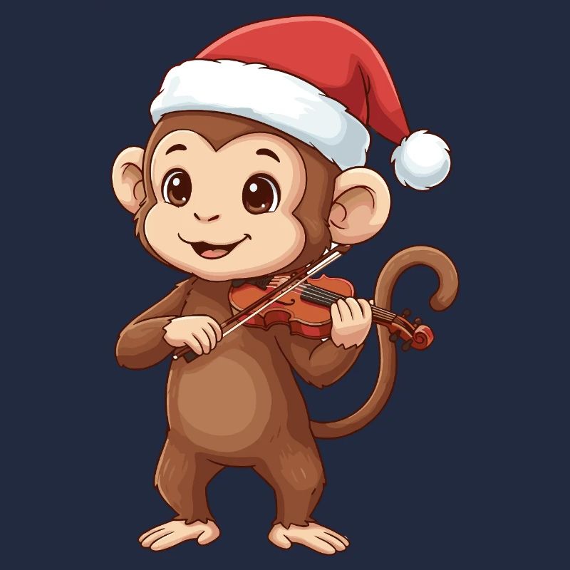 Weihnachtsaffe spielt Geigenkunst
