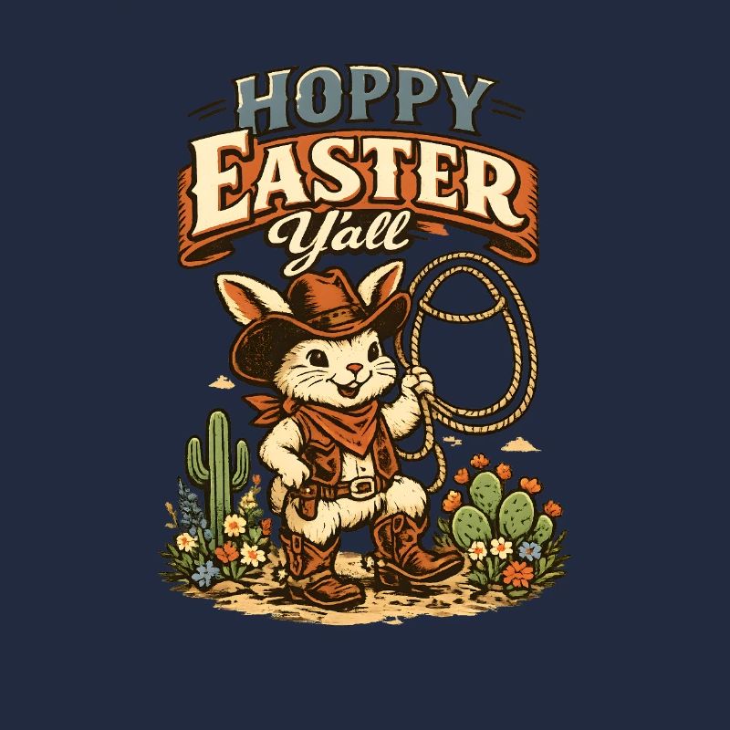 Happy Easter Easter Cowboy Lasso retro