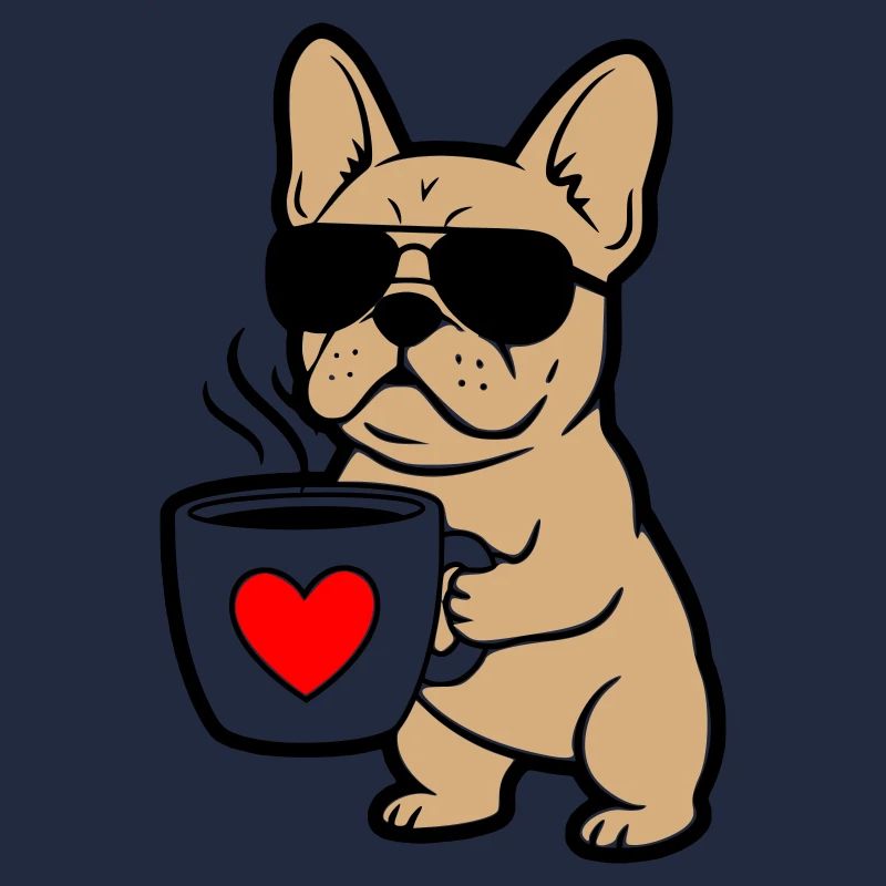 Frenchie Hund Kaffee Comic
