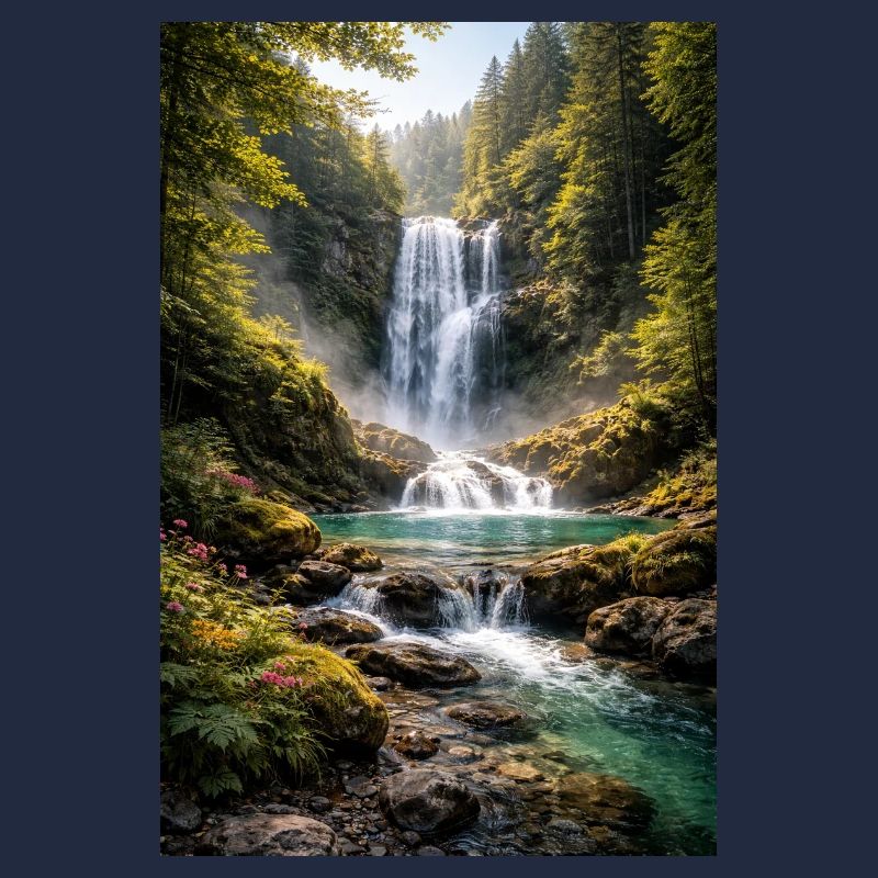 Greenery by the waterfall