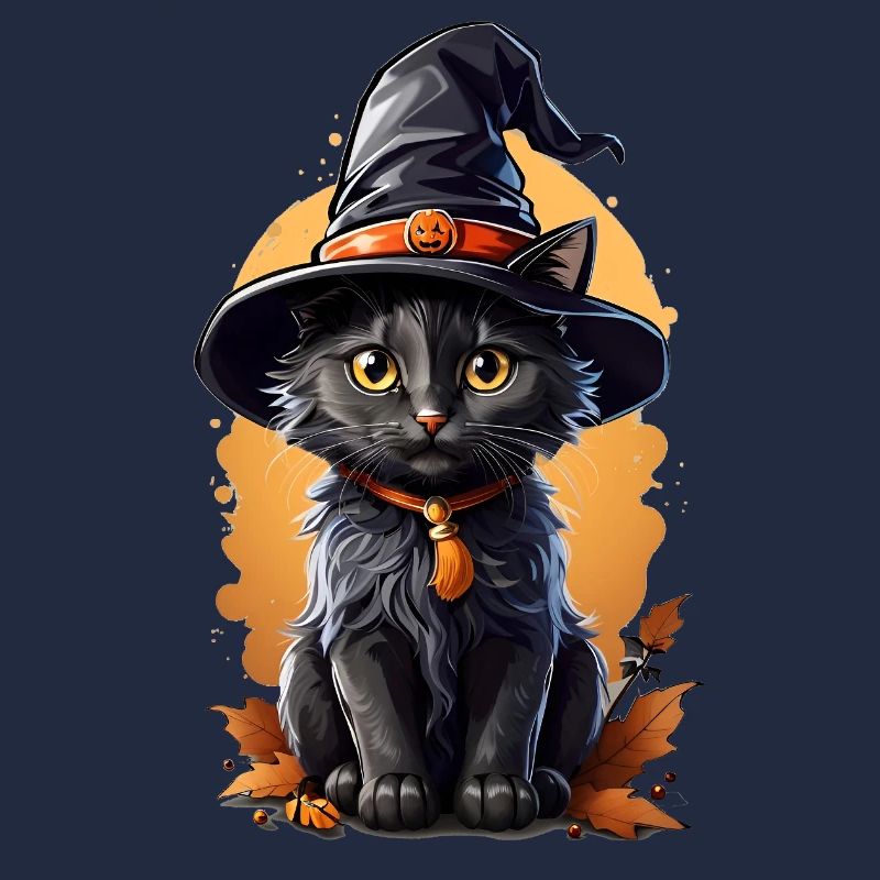 Halloween Cat with Witch Hat