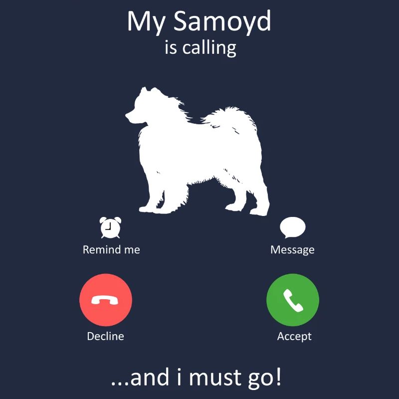 Interface téléphonique Samoyède appelant le chien drôle