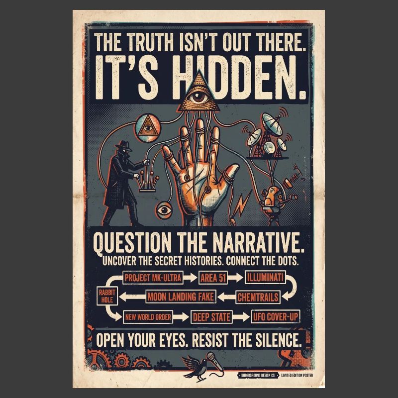 Vérités cachées : Poster rétro de conspiration