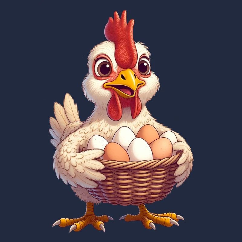 Huhn mit Eierkorb