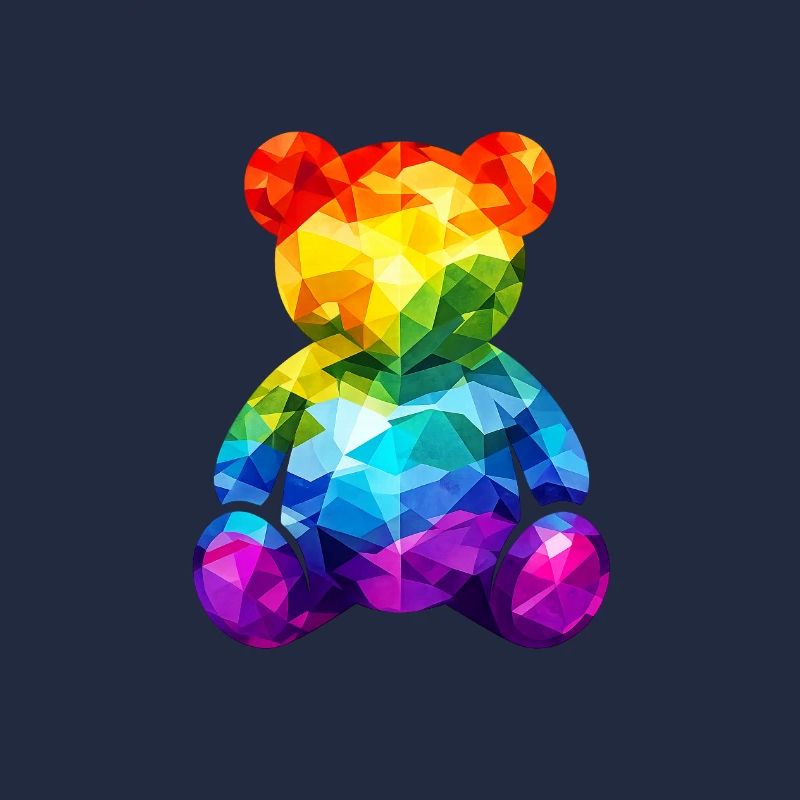 Regenbogen-Teddybär im geometrischen Muster