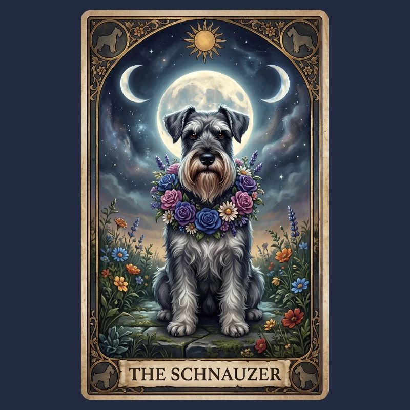 Moonlit Night Schnauzer with Floral Wreath