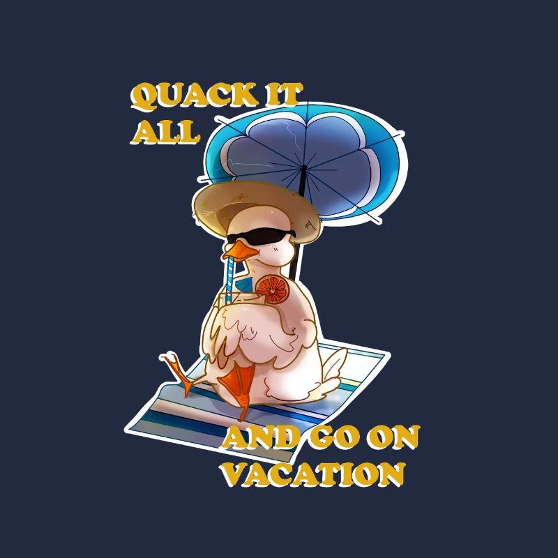 Silly chilled duck on summer vacation (white)