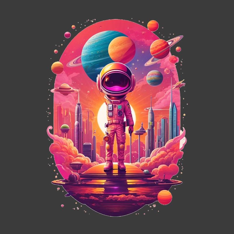 Astronaute sur la planète néon