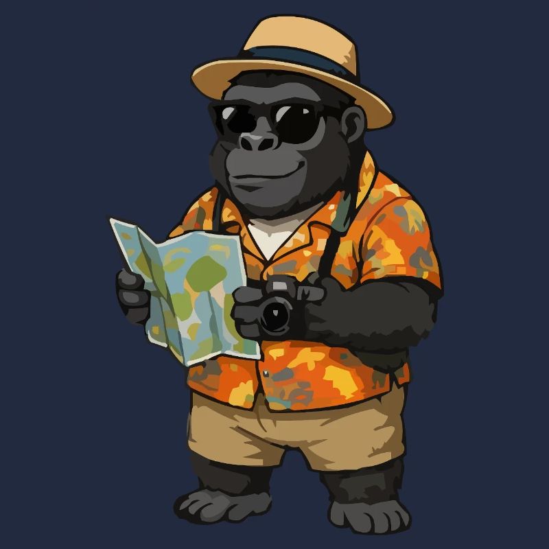 Gorilla Reisender im Hawaii Hemd