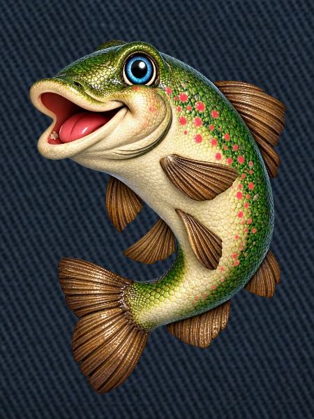 Fröhlicher Regenbogenlachs Cartoon