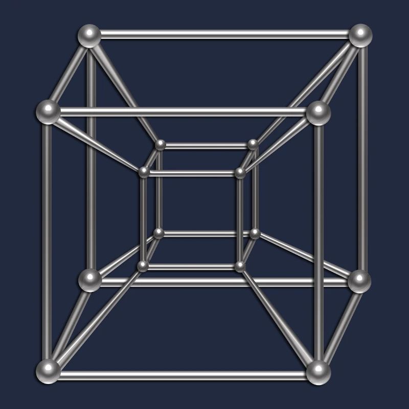 Tesseract, 4D Hypercube, digital silber, Symbol