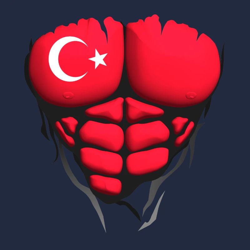 Turkey flag torso body muscled abdos