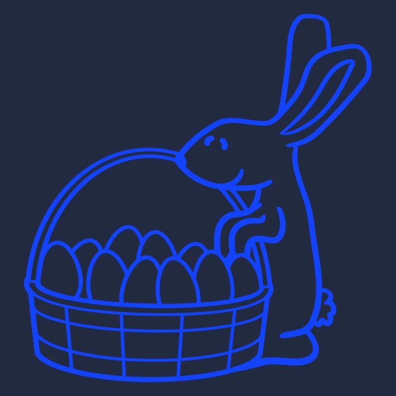 Bunny basket Easter eggs looking Easter bunny colorful eggs