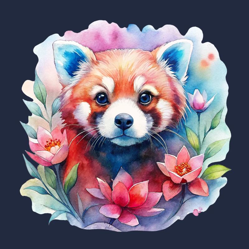 Süße Rote Panda in Blumen