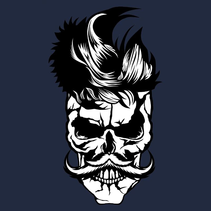 Kopf des Todes Hipster Schädel Kran Schnurrbart Schnurrbart