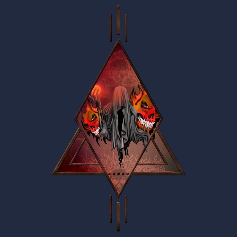 Impressive skeleton with skulls.