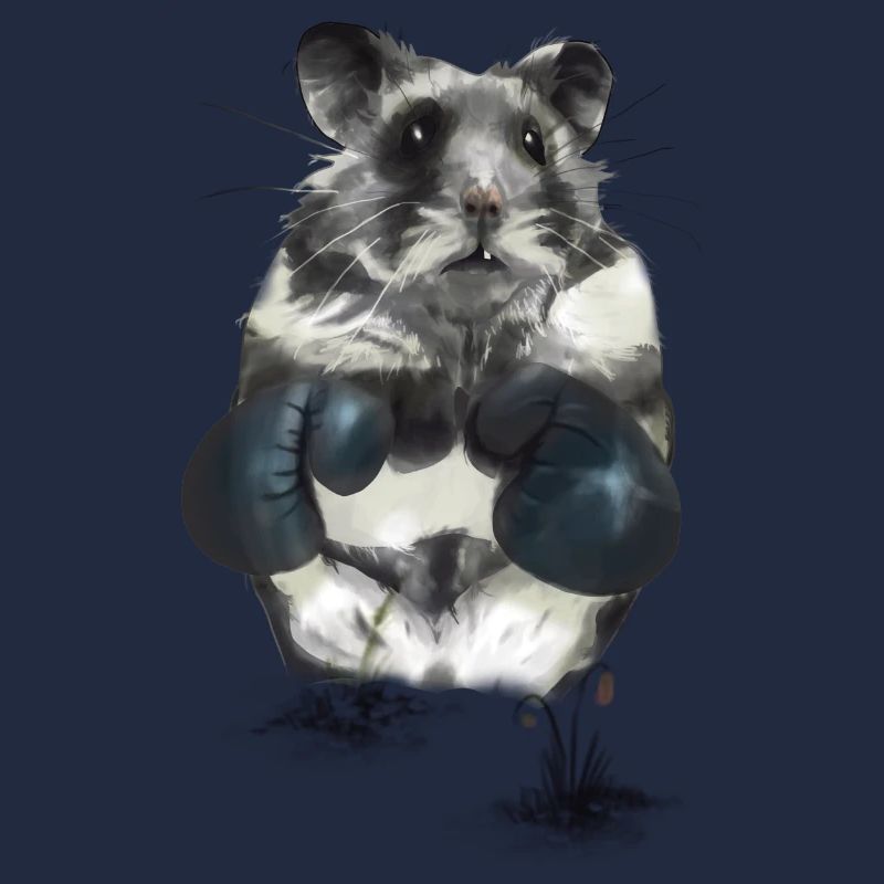 Hamster combatif sur le ring de boxe