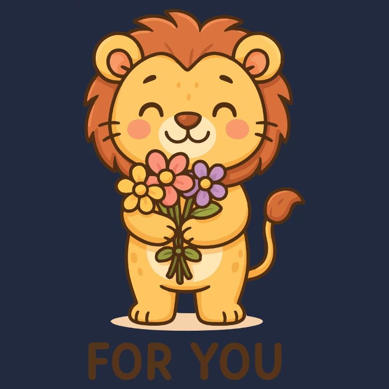 Lion with flowers greeting