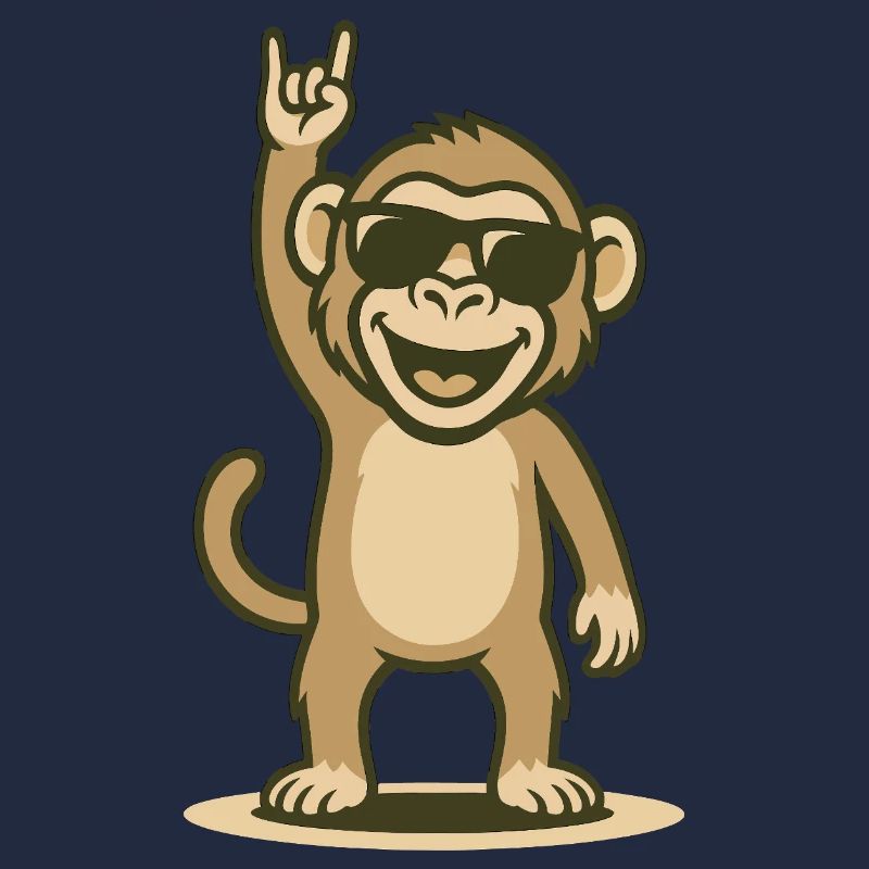 Cool rocker baboon with sunglasses