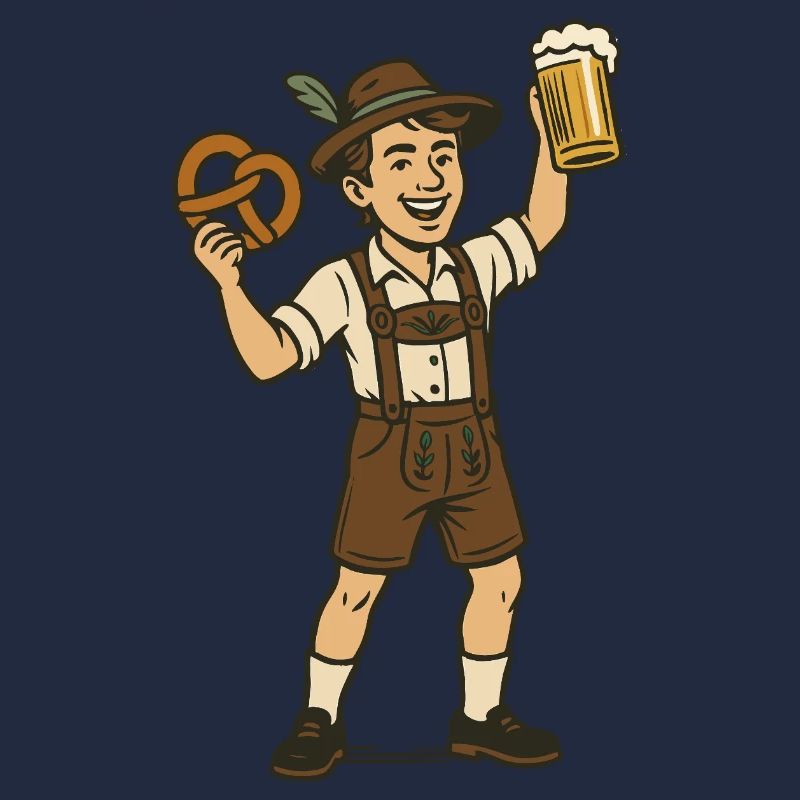 Junger Biertrinker in Lederhosen