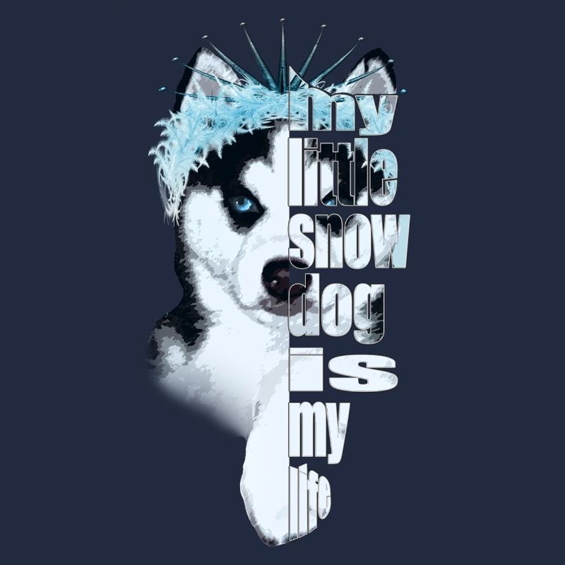Eisbedeckter Husky mit Spruch