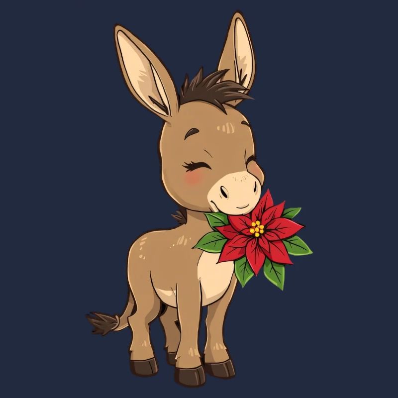 Weihnachtsesel mit Poinsettia