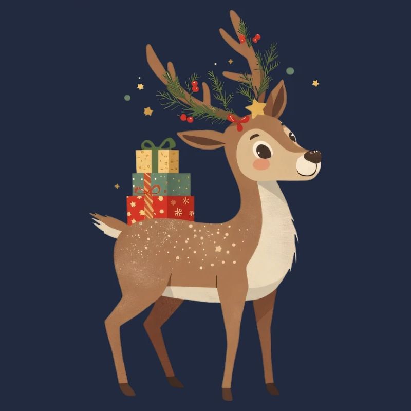 Weihnachtsrentier mit Geschenken