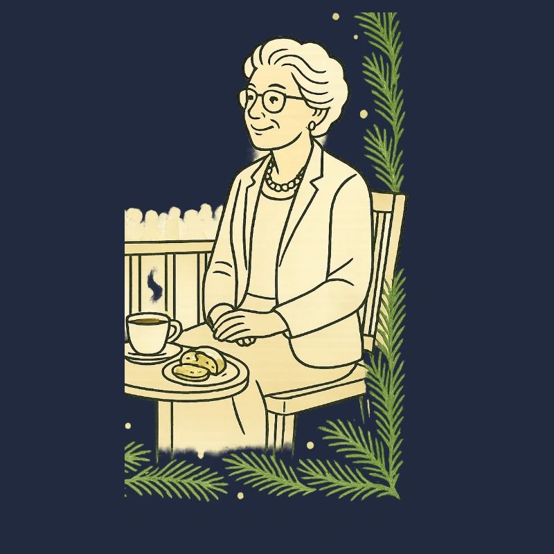 Großmutter Cafézeit am Tisch