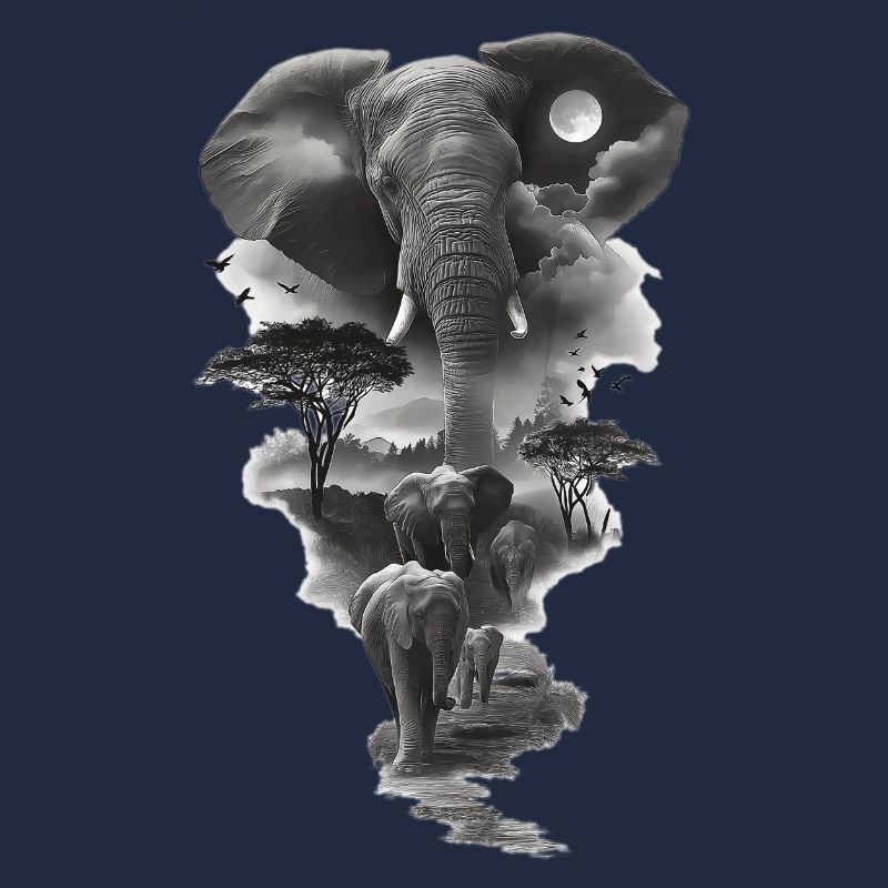 Lunar Elephants Silhouette