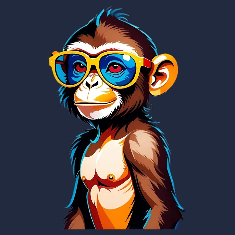 Kunterbunter Affe mit Retro-Sonnenbrille