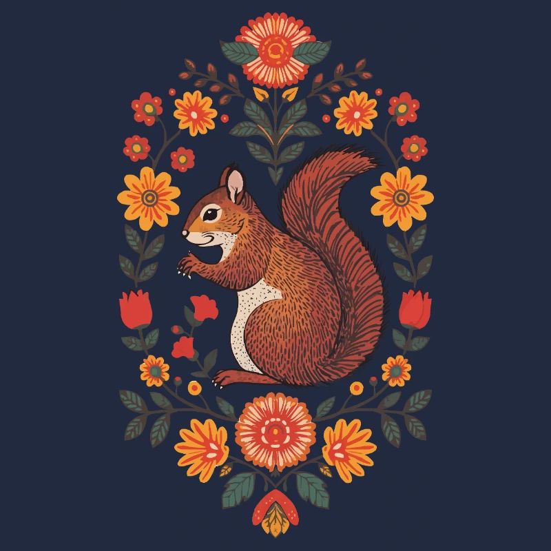Eichhörnchen im Blütenkranz